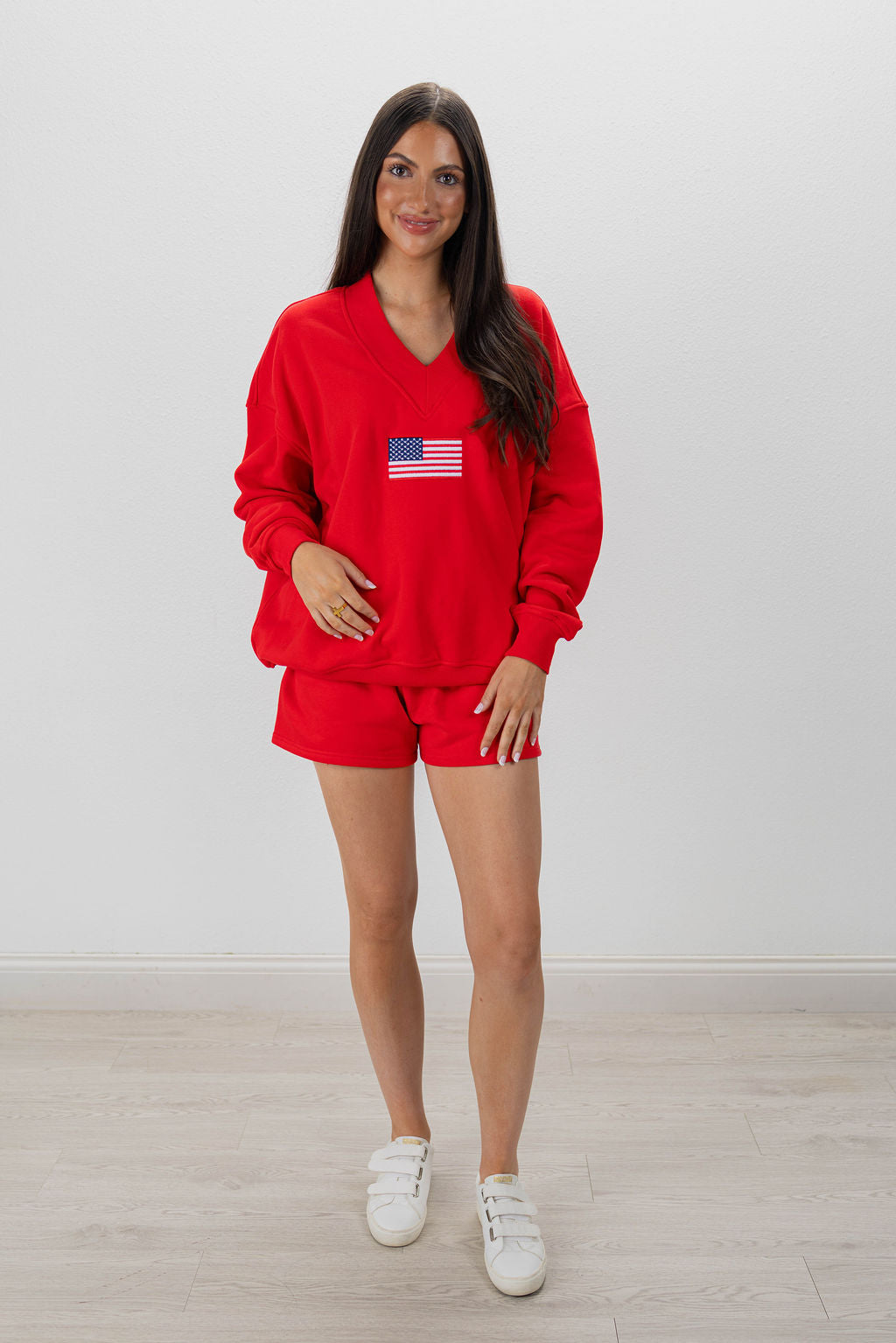 U.S. FLAG V-NECK SWEATSHIRT