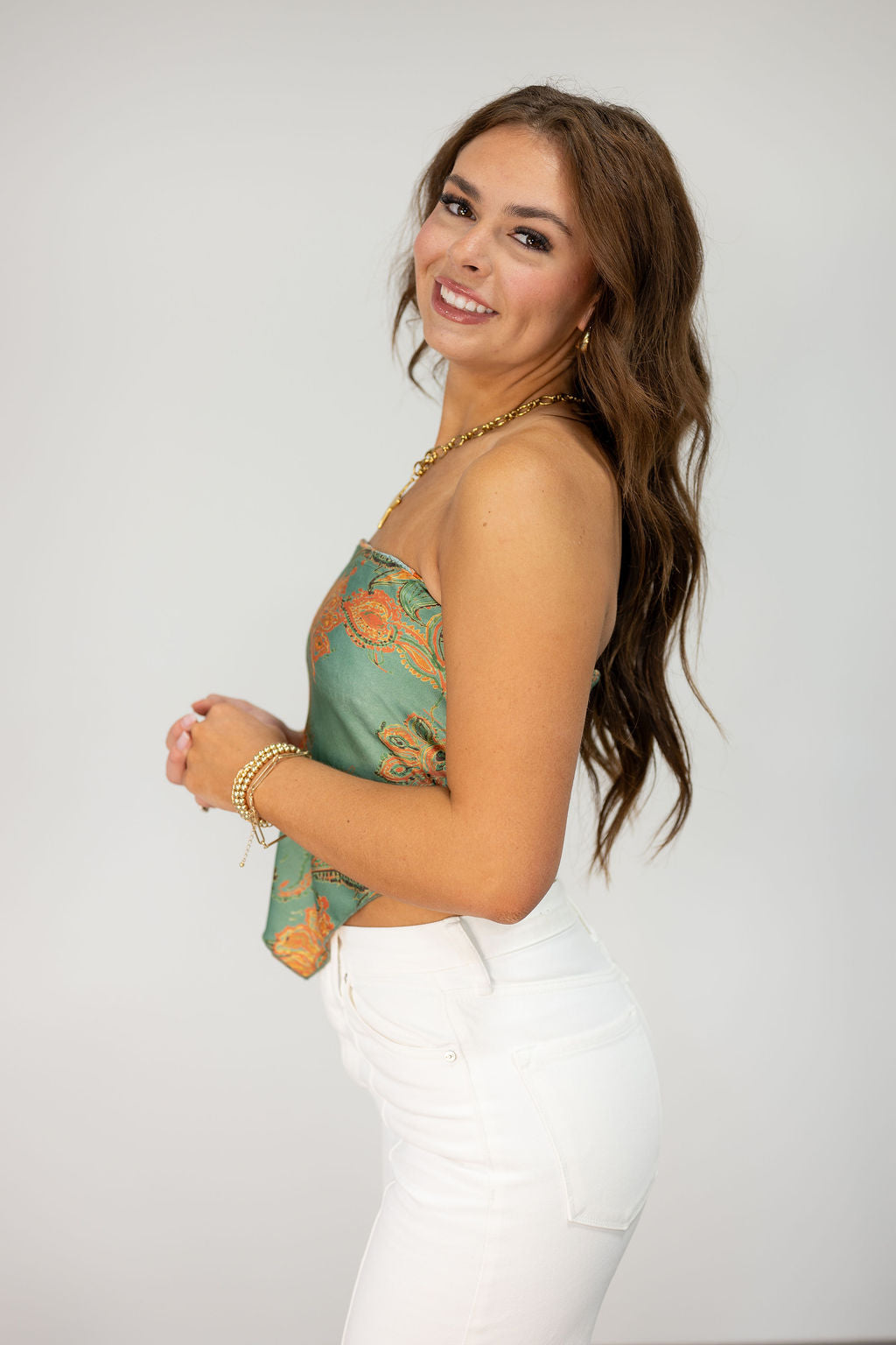 PAISLEY SATIN BANDANA TOP*