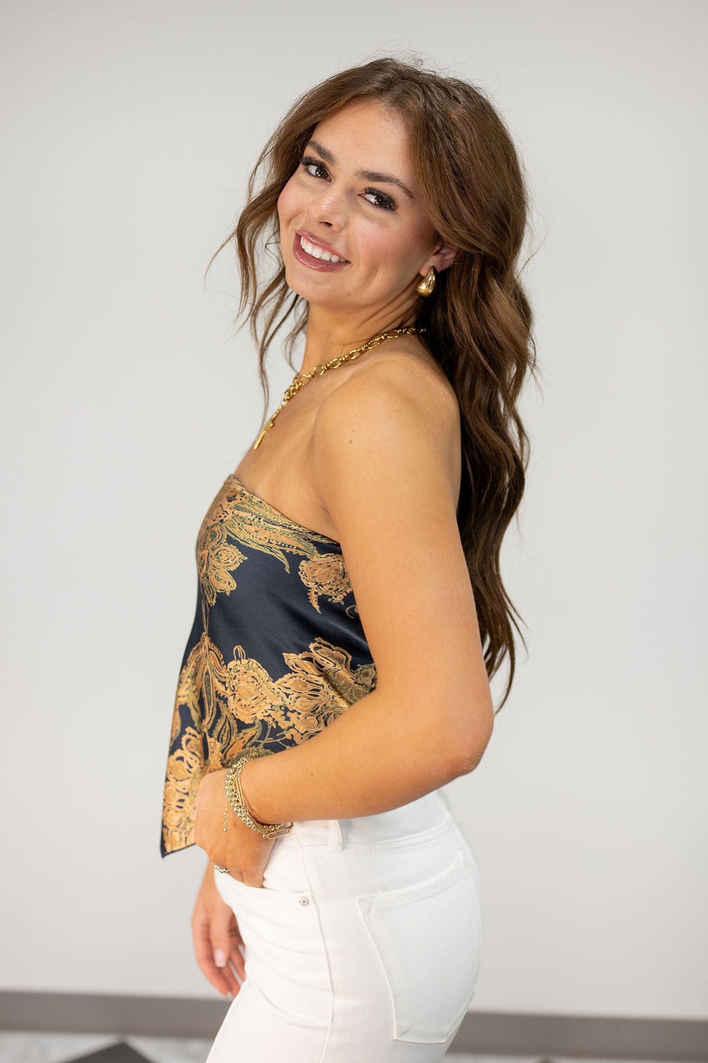 PAISLEY SATIN BANDANA TOP*