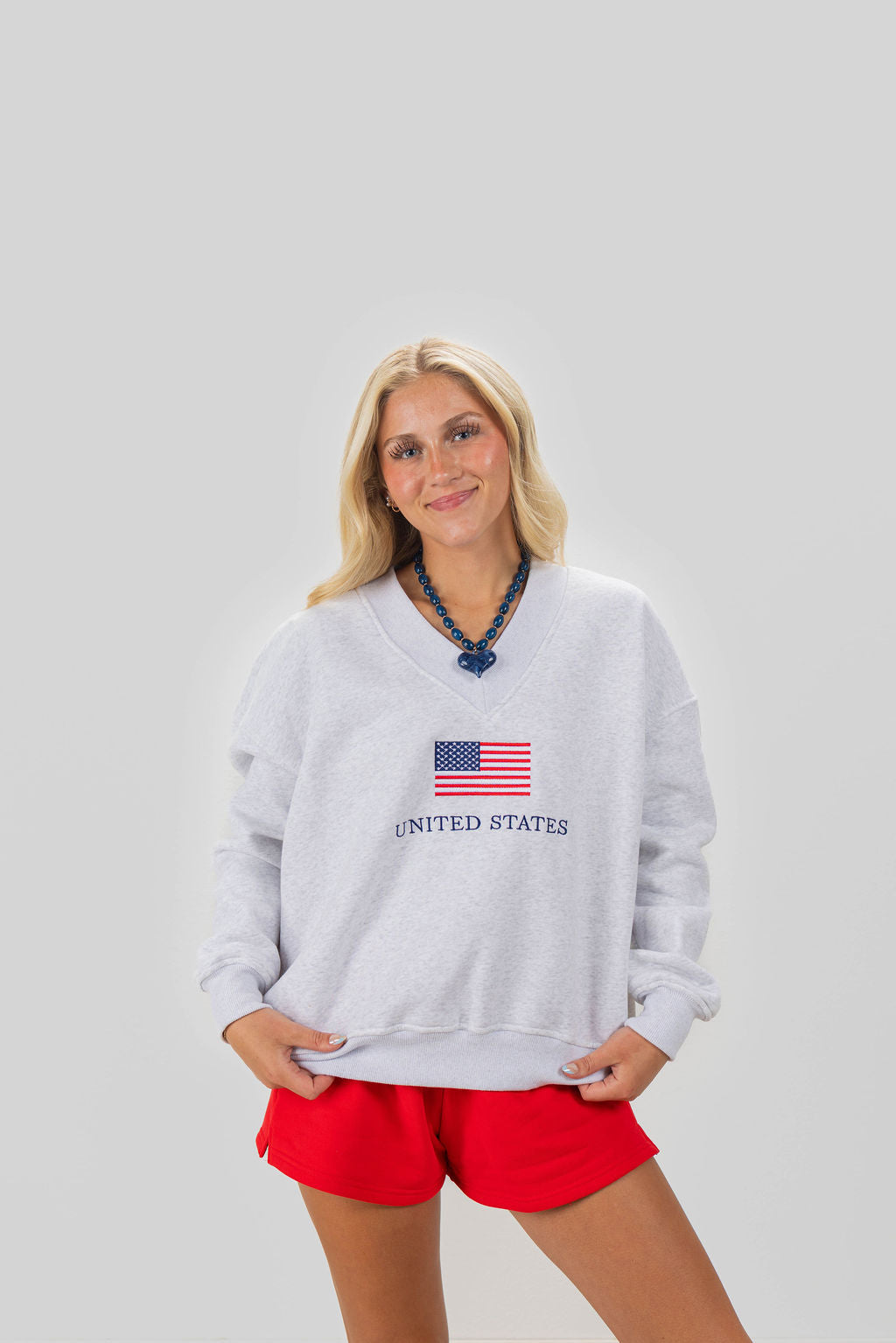 U.S. FLAG V-NECK SWEATSHIRT