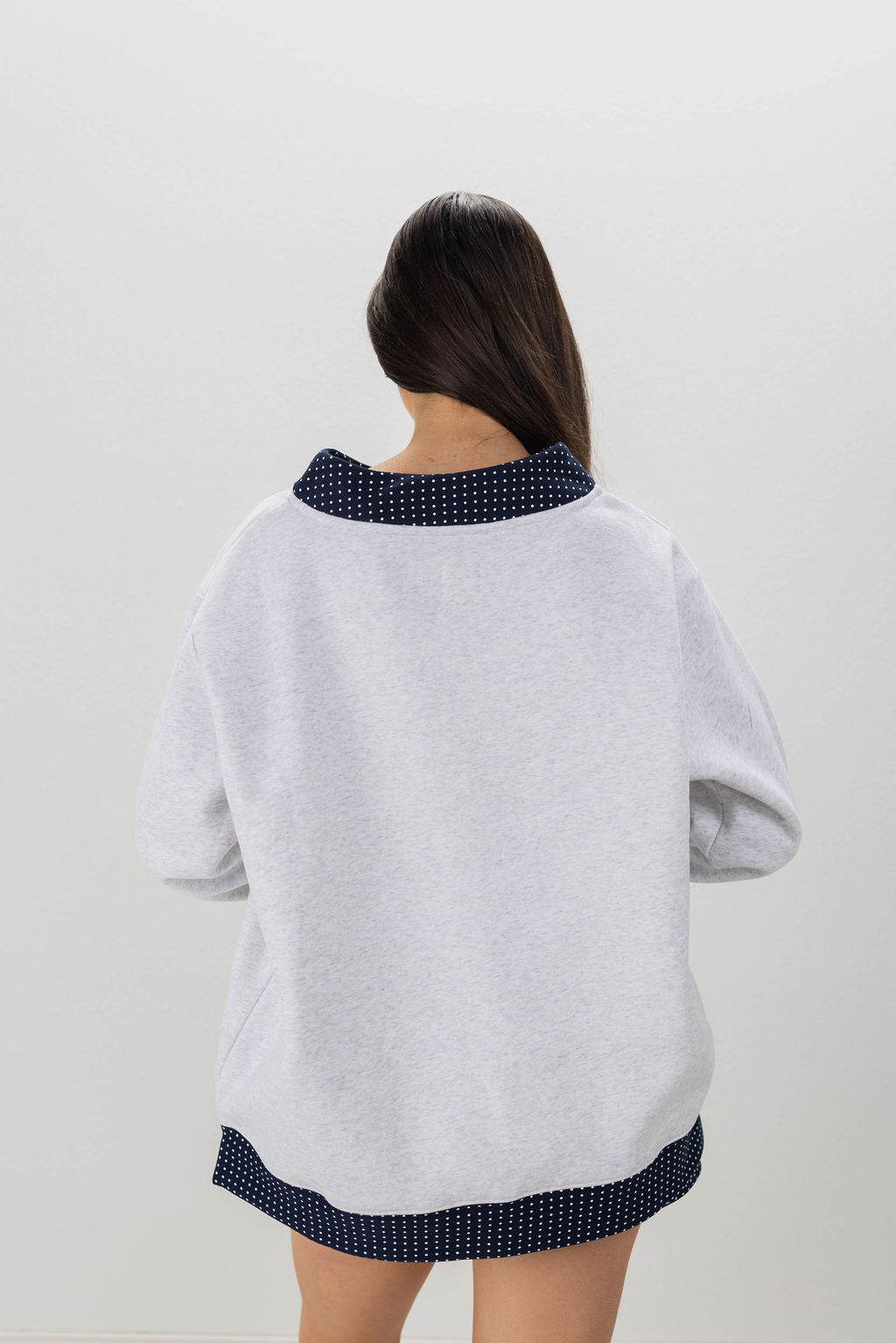 POLKA DOT TRIM MOCKNECK