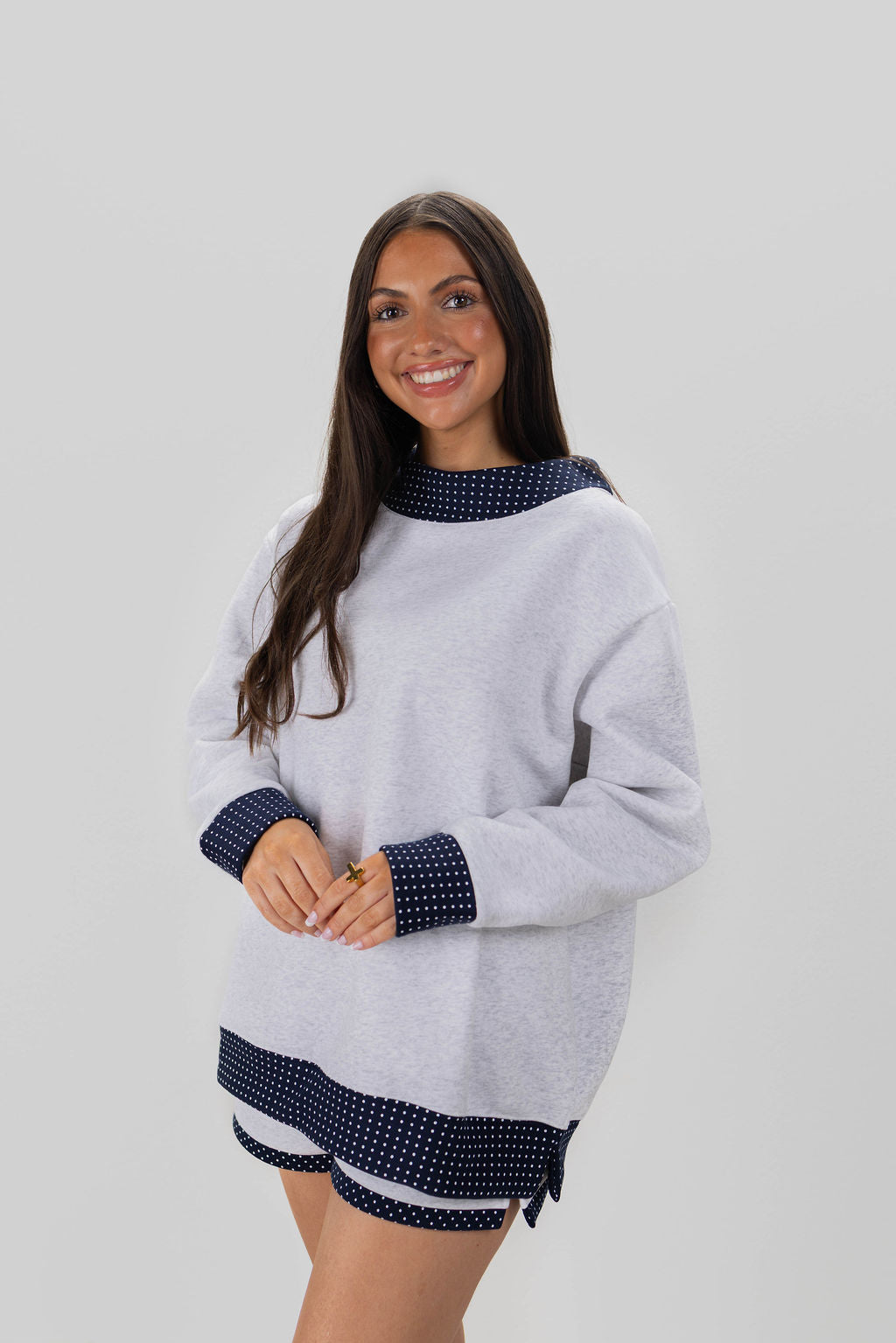 POLKA DOT TRIM MOCKNECK