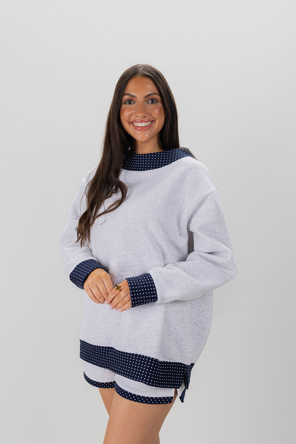 POLKA DOT TRIM MOCKNECK
