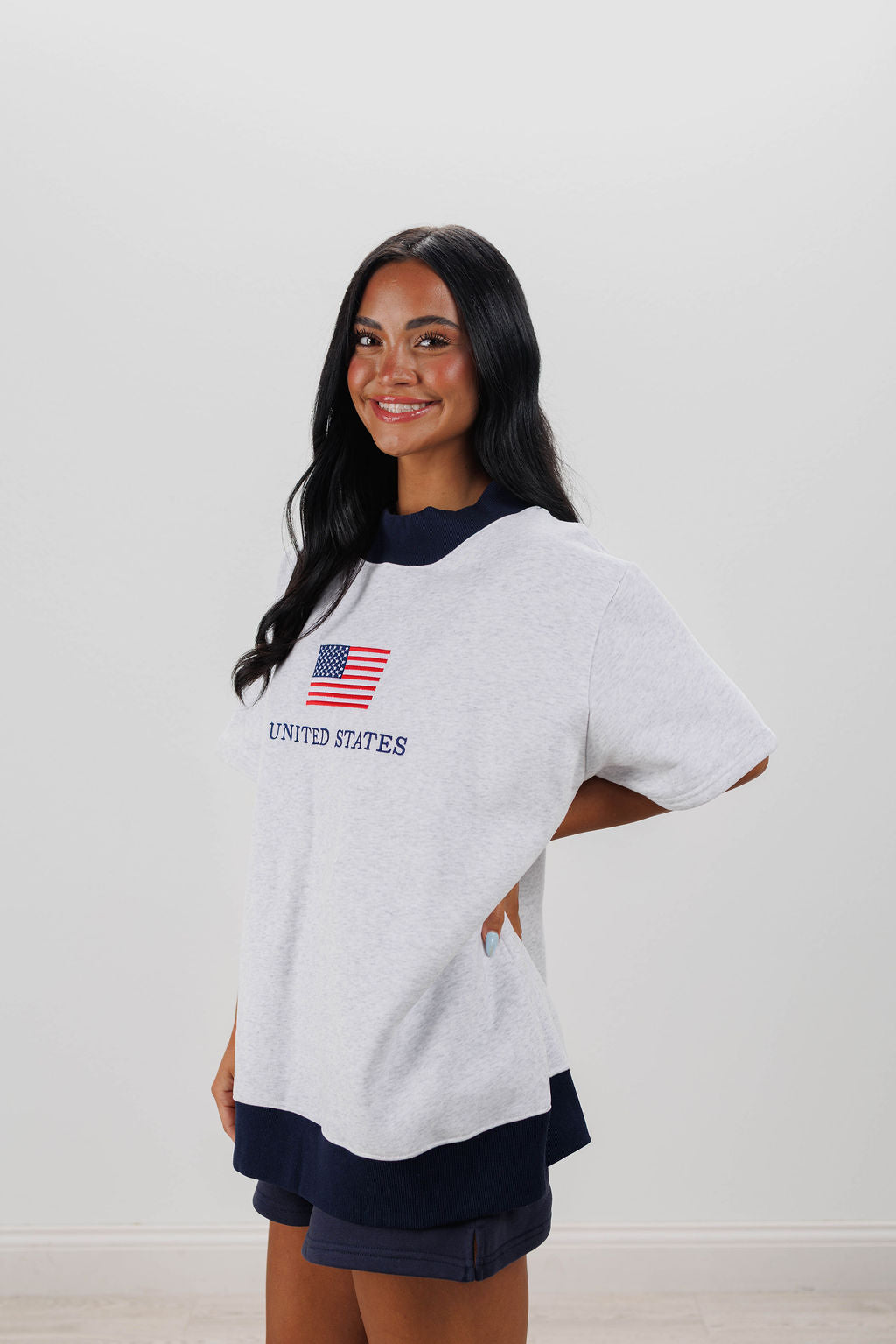 U.S. FLAG SHORT SLEEVE MOCKNECK