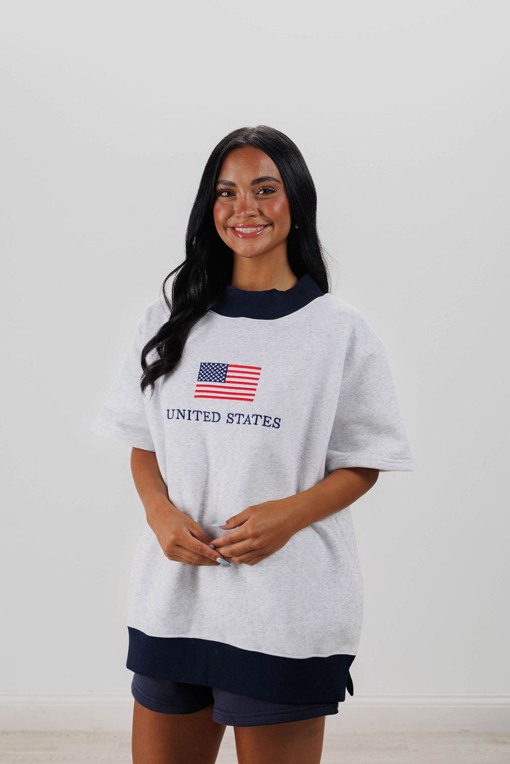 U.S. FLAG SHORT SLEEVE MOCKNECK