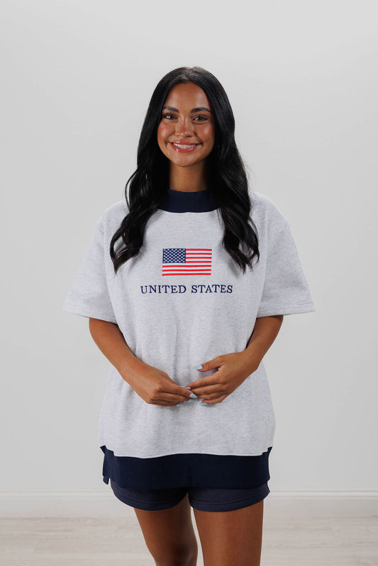 U.S. FLAG SHORT SLEEVE MOCKNECK