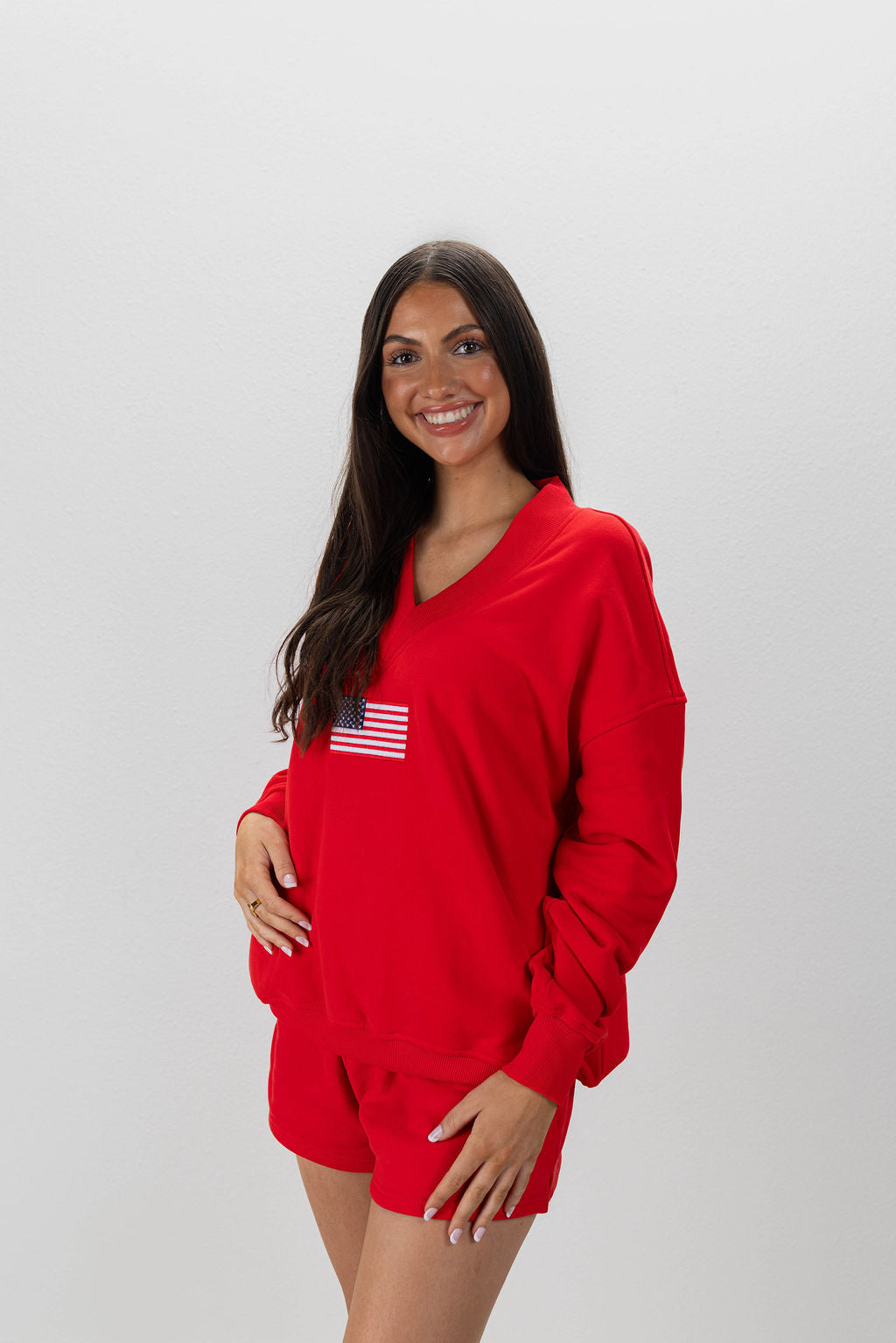 U.S. FLAG V-NECK SWEATSHIRT