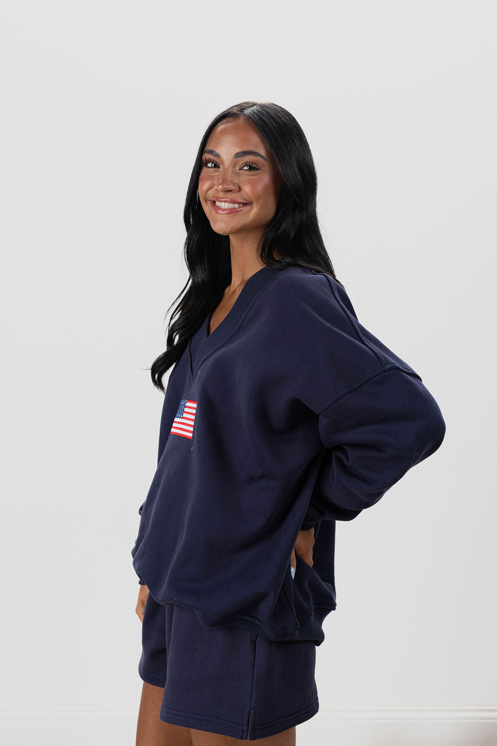 U.S. FLAG V-NECK SWEATSHIRT