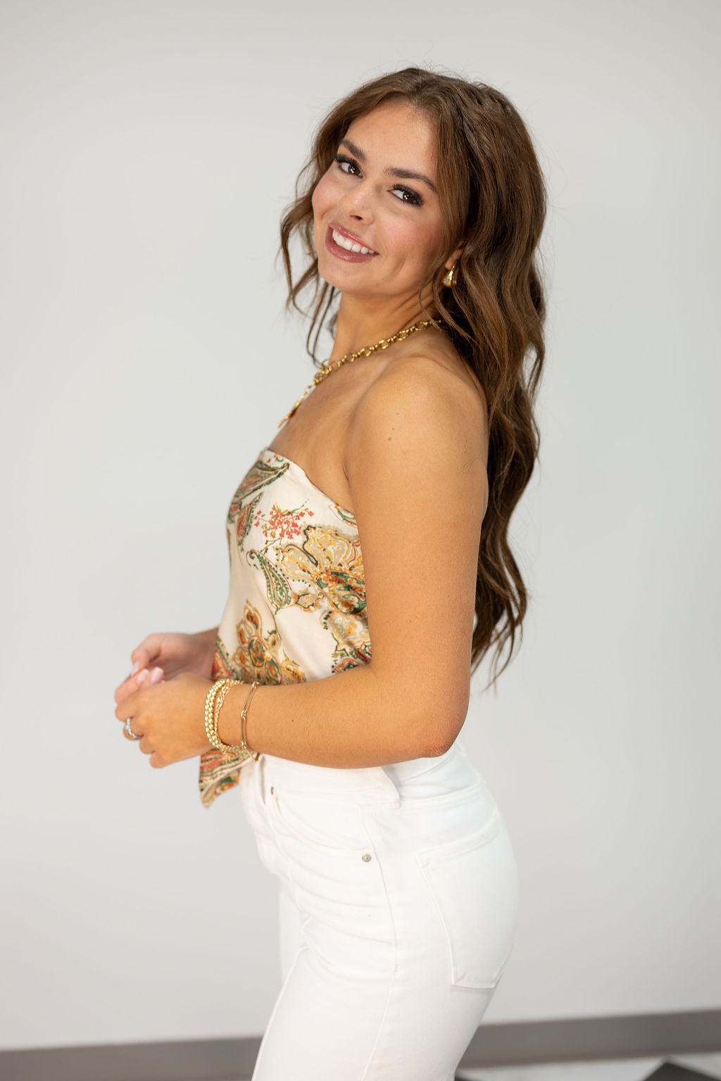 PAISLEY SATIN BANDANA TOP*